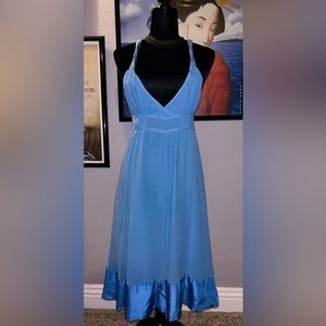 French Connection - Blue Chiffon Silky Midi Dress - Women’s Size 8
